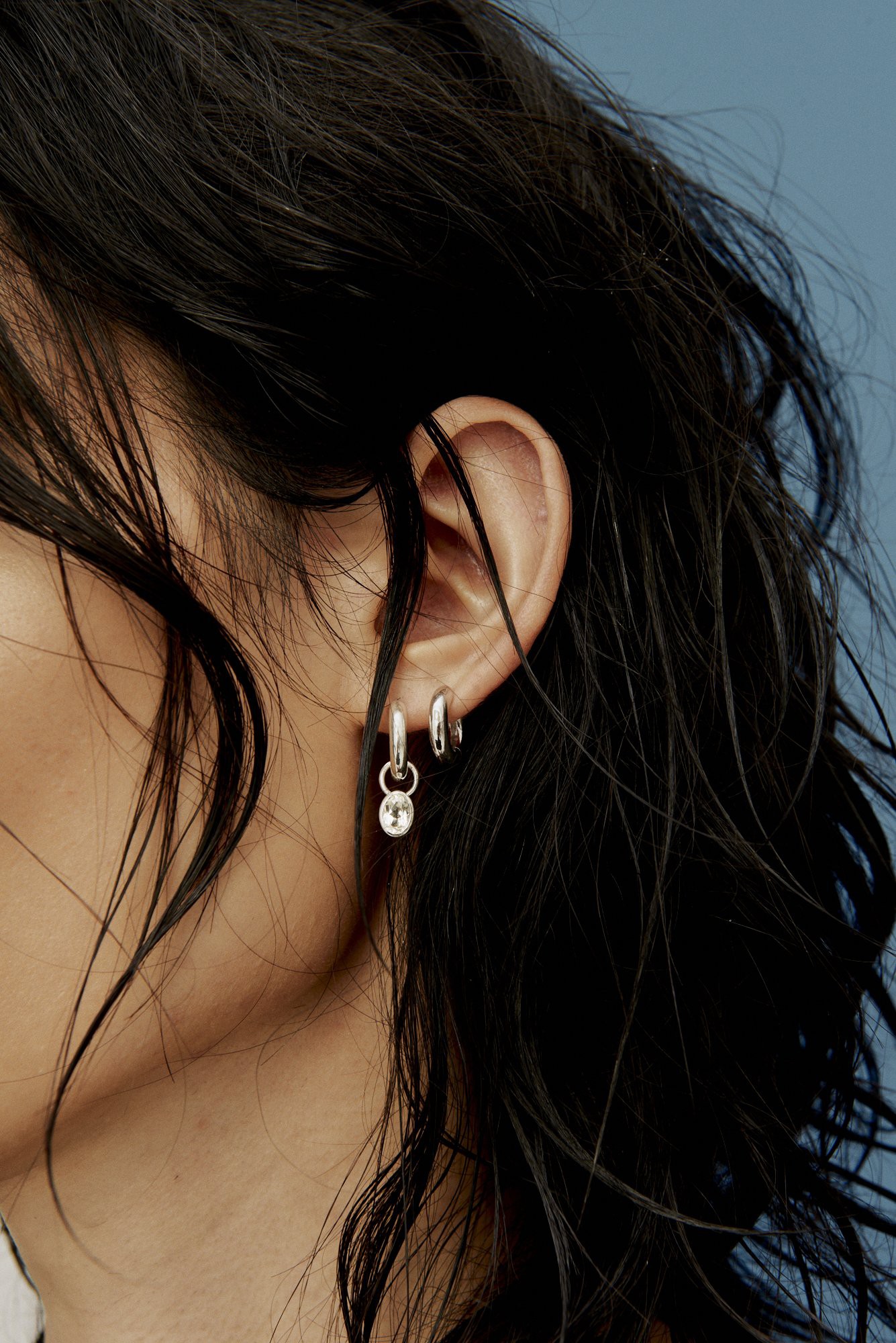 Ying Charm Hoops, White Sapphires