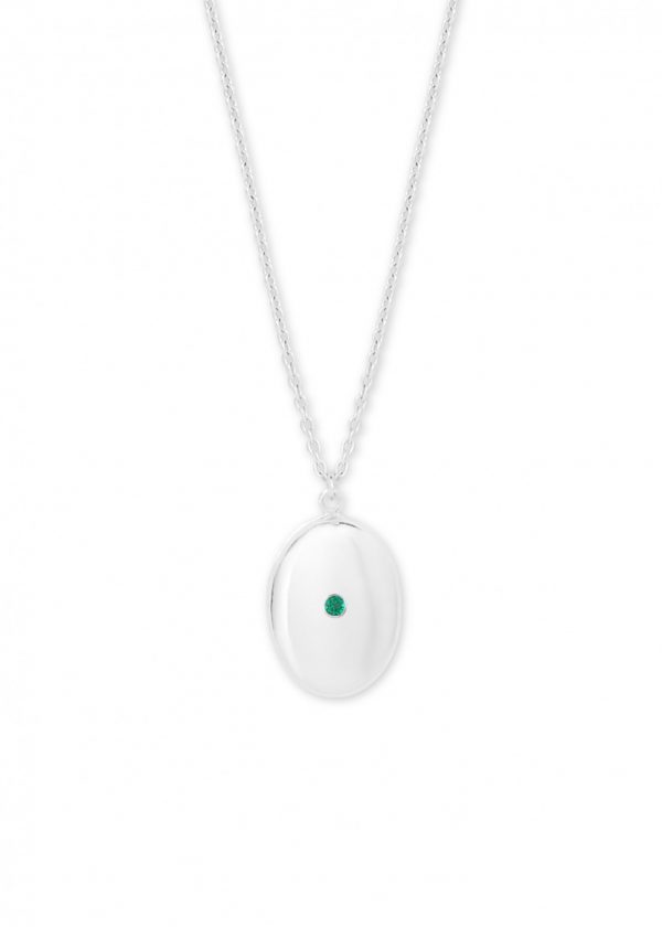 Anya Locket Necklace, Emerald (Personalize)