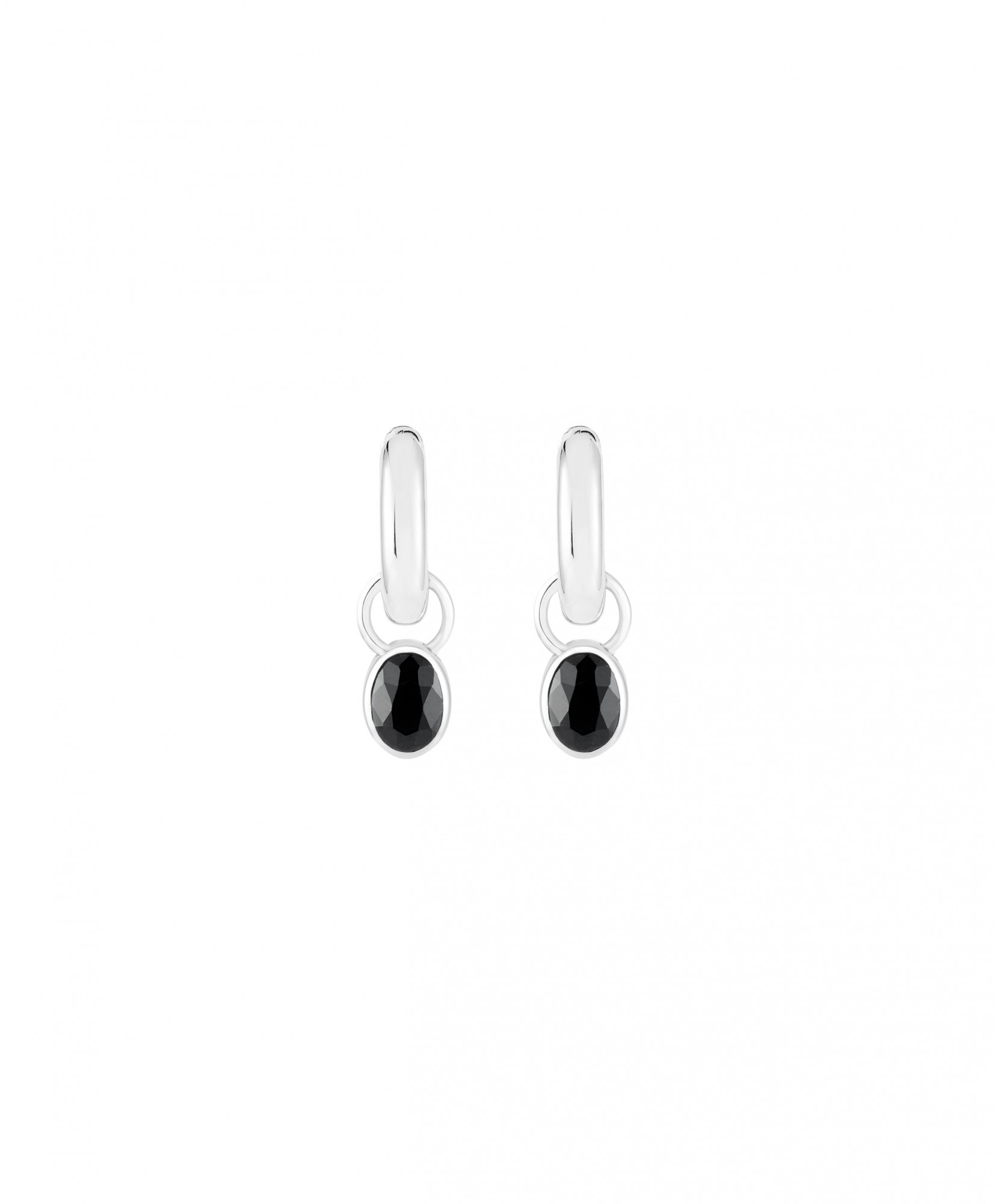 Ying Charm Hoops, Black Sapphires