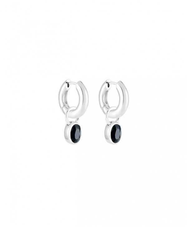 Ying Charm Hoops, Black Sapphires