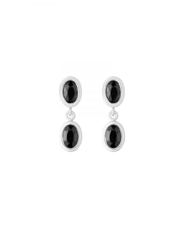 Baby Duo Ying Earrings, Black Sapphires