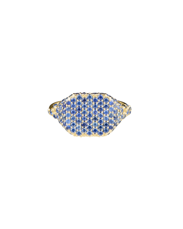 Pavé Rym Signet Ring, Blue Sapphire