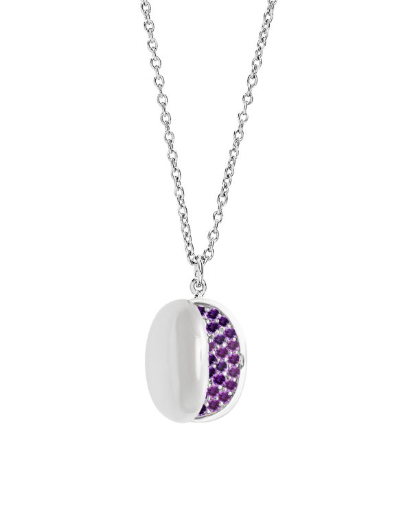 Pavé Pritsana Locket Necklace, Amethyst