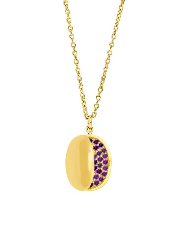 Pavé Pritsana Locket Necklace, Amethyst