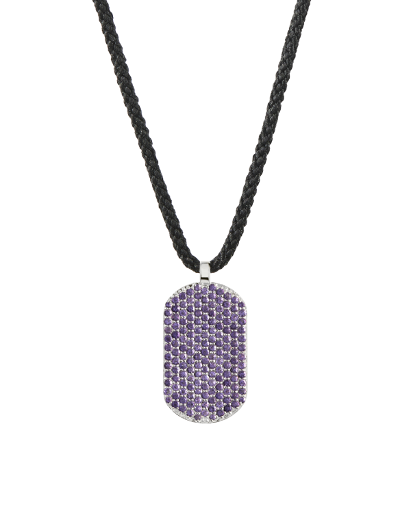 Maii Frosted ID Necklace, Amethyst