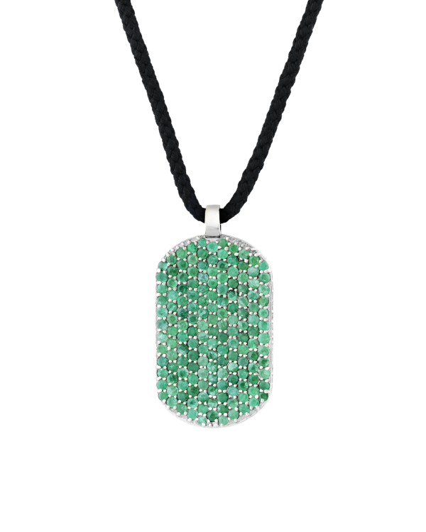 Maii Frosted ID Necklace, Emerald