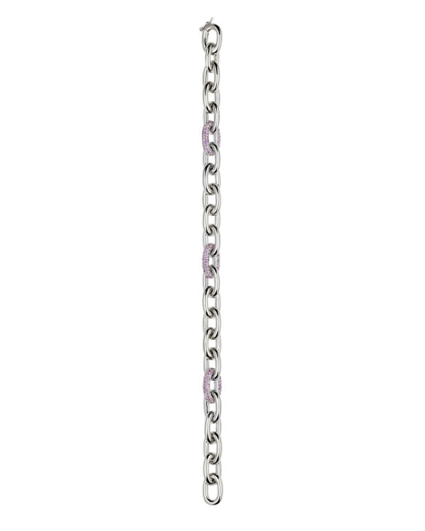 Tri Pavé Seamless Link Bracelet, Amethyst