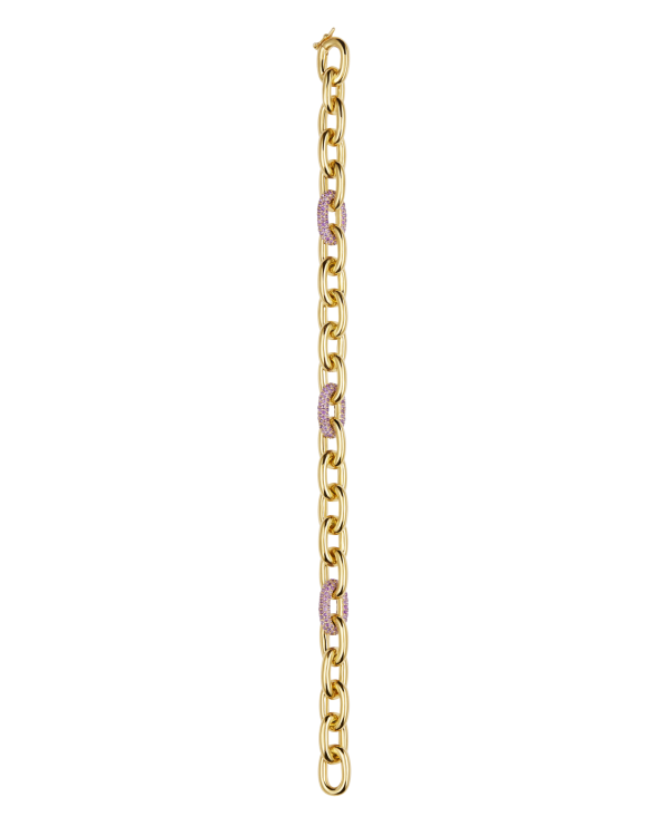 Tri Pavé Seamless Link Bracelet, Amethyst