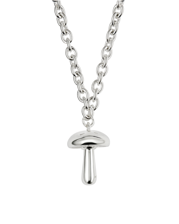 Stoned Shroom Pendant Chain Necklace, Diamond