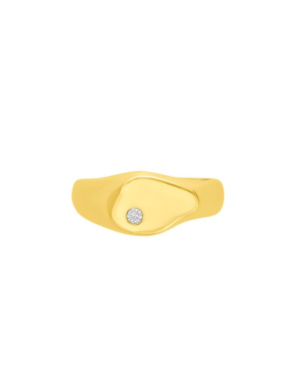 Stoned Impact Signet Ring, Diamond