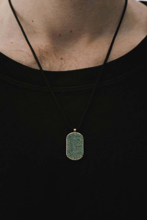 Maii Frosted ID Necklace, Emerald