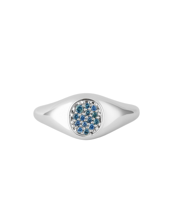 Pavé Nate Signet Ring, Blue Sapphire