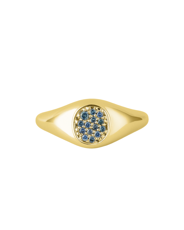 Pavé Nate Signet Ring, Blue Sapphire