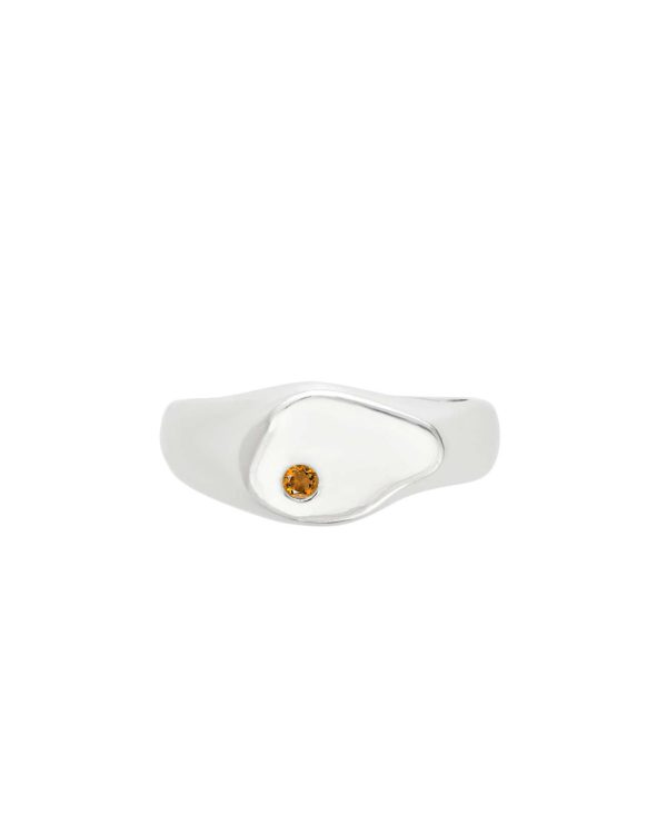 Stoned Impact Signet Ring, Citrine