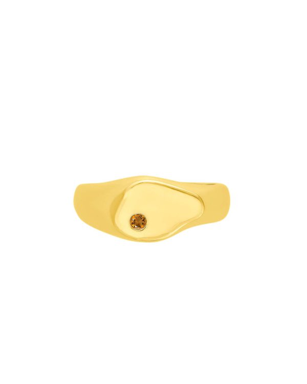 Stoned Impact Signet Ring, Citrine