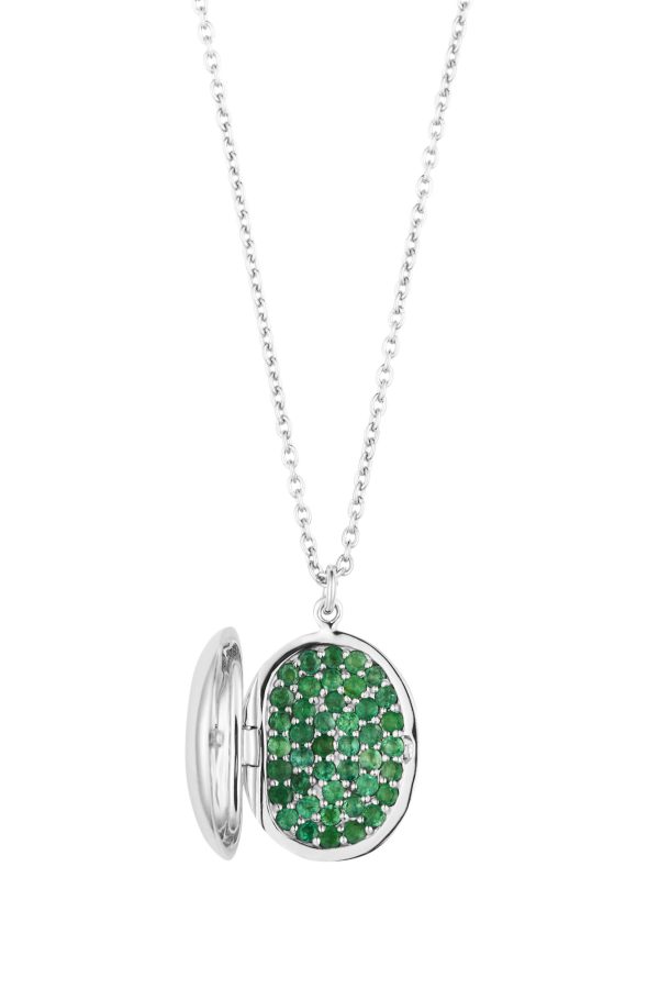 Gem Yim Pavé Pritsana Locket Necklace, Emerald