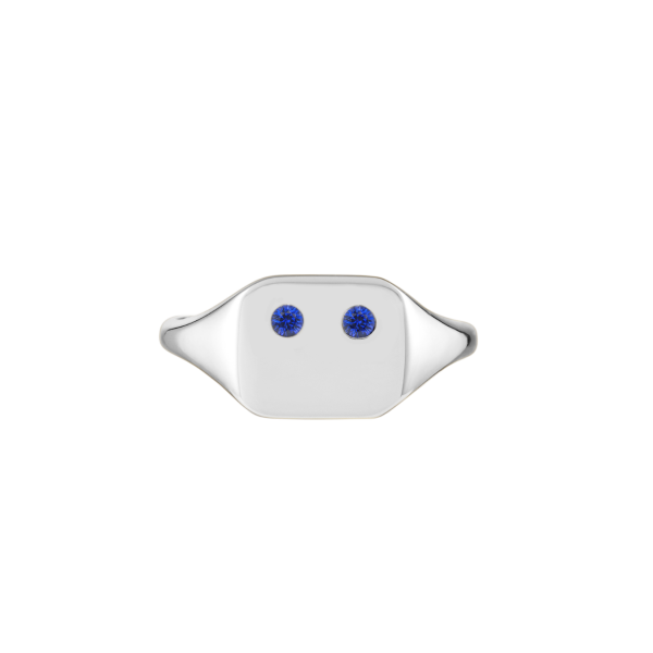 Emi Signet Ring, Blue Sapphires