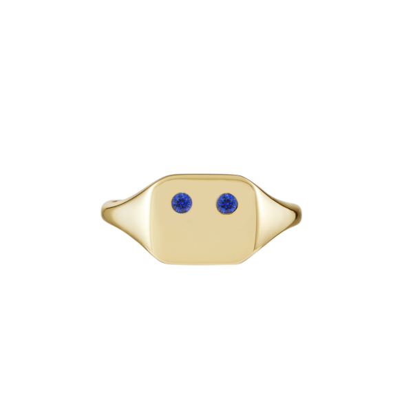 Emi Signet Ring, Blue Sapphires