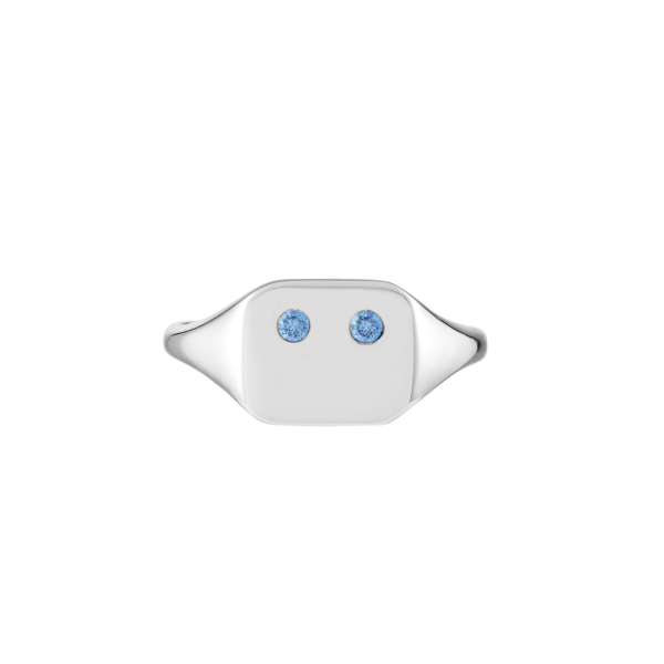 Emi Signet Ring, Blue Topaz