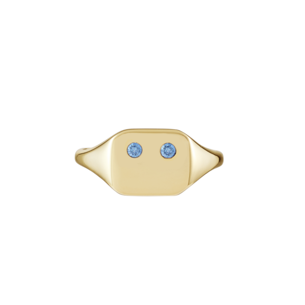 Emi Signet Ring, Blue Topaz