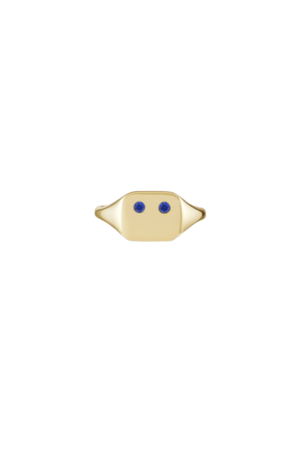 Emi Signet Ring, Blue Sapphires