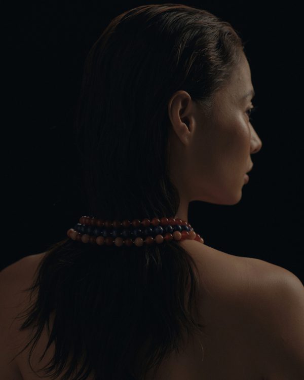 Duo Meen Necklace, Red and Orange Agate