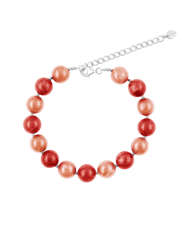 Duo Meen Bracelet, Red and Orange Agate