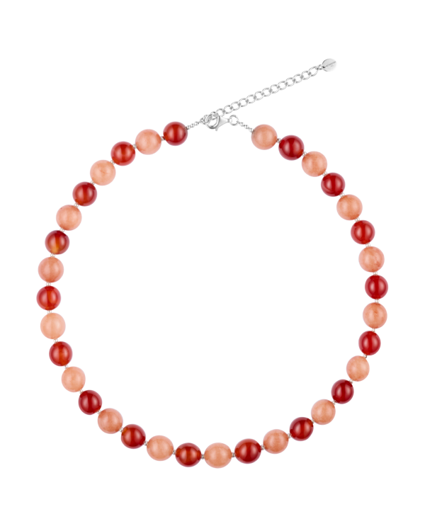 Duo Meen Necklace, Red and Orange Agate