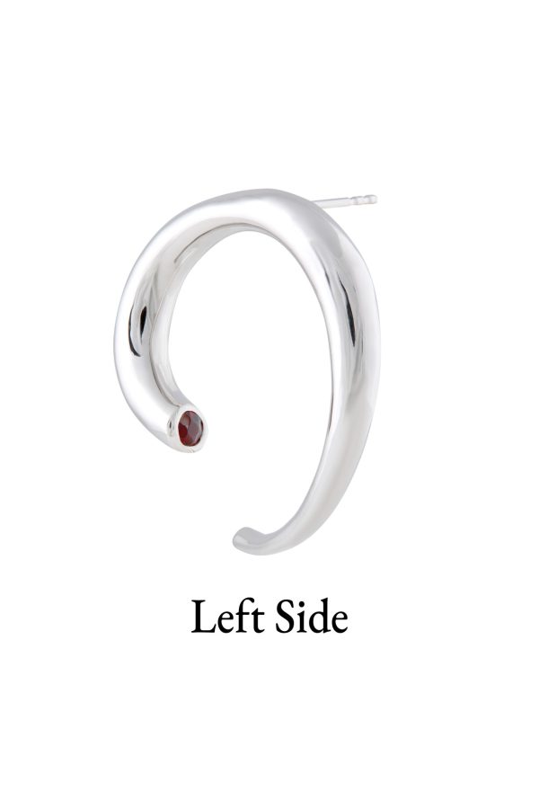 Spiral Tusk Earring i, Red Garnet