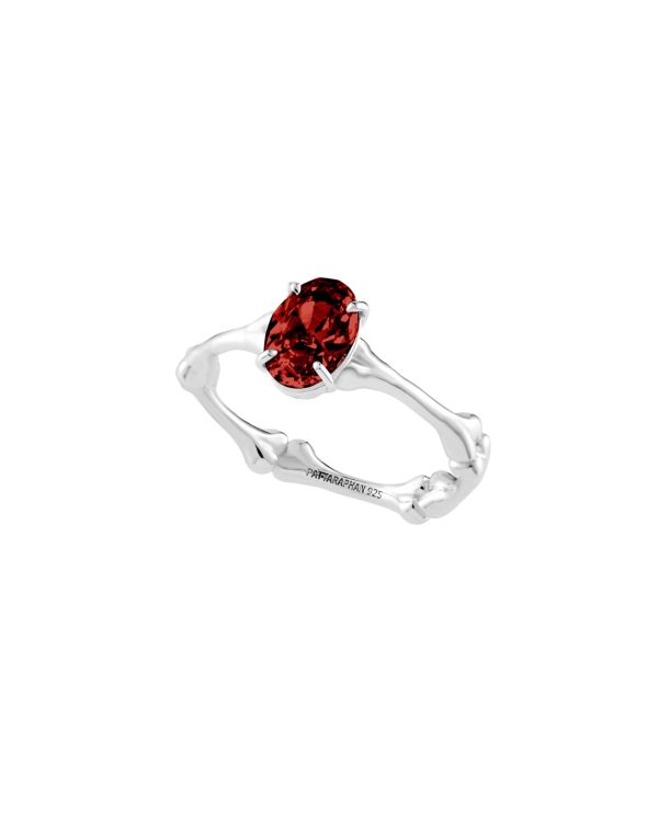 Remnants Solitaire Ring, Red Garnet